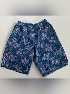 Birddogs Navy Floral Swim Trunks with Pink & Teal Accents Size Small